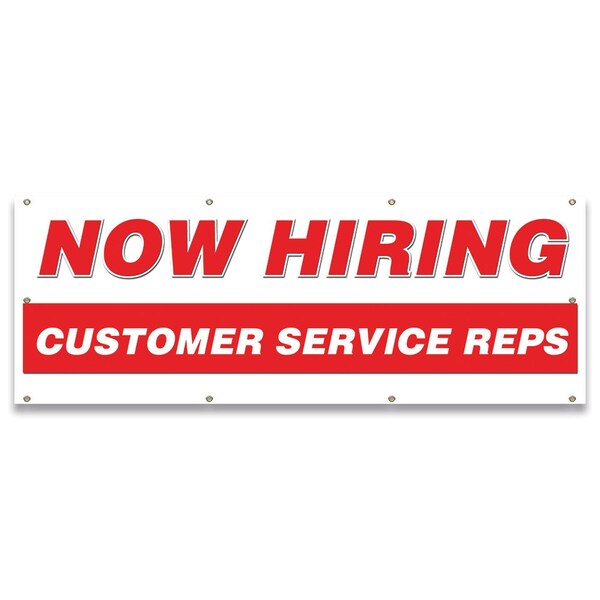 Now Hiring Customer Service Reps Banner Apply Inside Accepting Application Single Sided